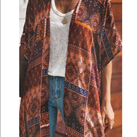 Boho Style Kimono With Tie Belt - Picture 5 of 6